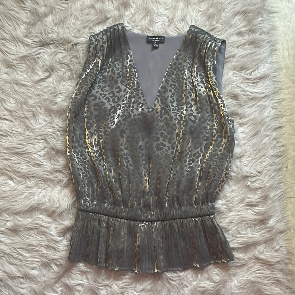 Metallic leopard print dressy tank top